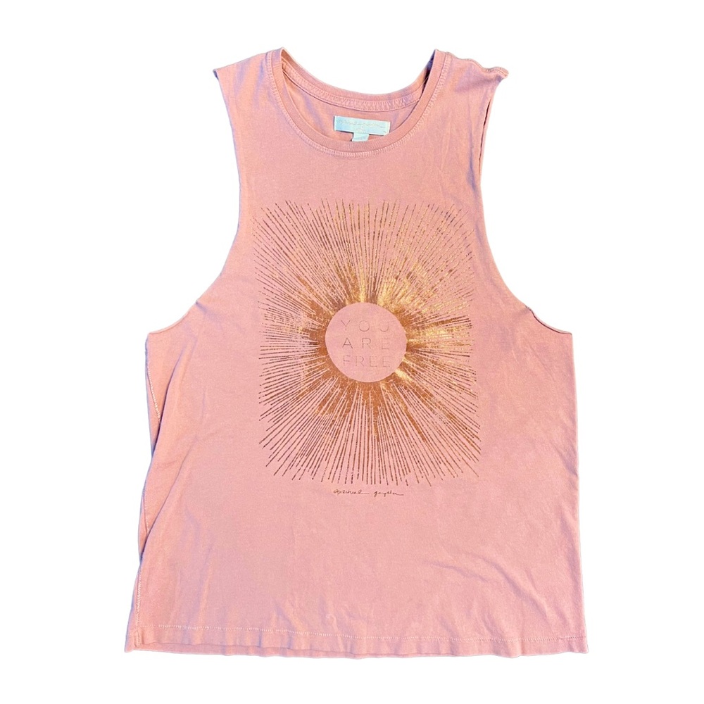 Spiritual Gangster You Are Free Rays Rocker Tank Rose Gold Medium M Pink